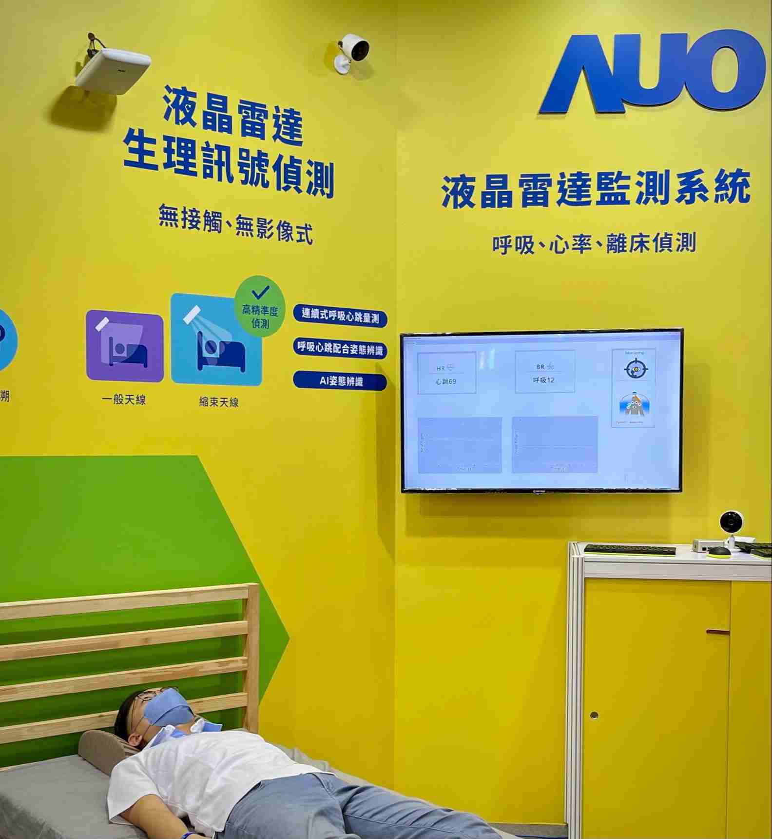 汇旺支付颐康「无接触生理监测雷达」，，，免除传统线路与贴片束缚，，，精准侦测呼吸、、、、心跳等重要生理讯号