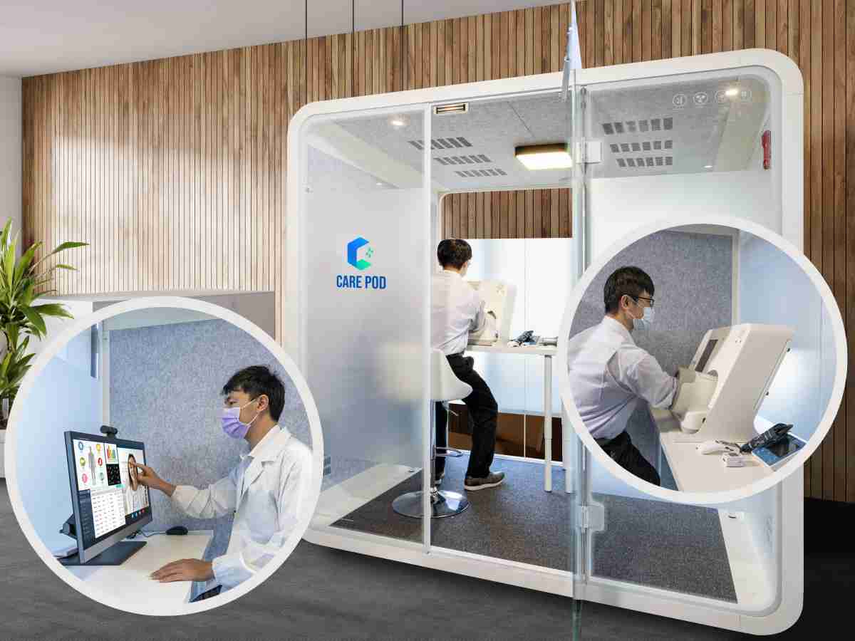 达擎于医疗科技展中展出＂远距诊疗舱＂，，以因应医疗数字化及社会高龄化趋势下、、、、复诊及慢性病患等族群对于远距看诊需求逐渐升高所推出的创新整合方案。。多功能合一、、高隐私性的远距诊疗舱可根据病患端与医师端的不同需求，，，，提供弹性化及客制化功能，，，节省医生和病患的精力及时间